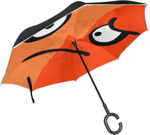 hengpai Face Book Sad Mood Smiley Reverse Inverted Inside Out Umbrella Cars Unigue Windproof UV Proof Double Layer for Women