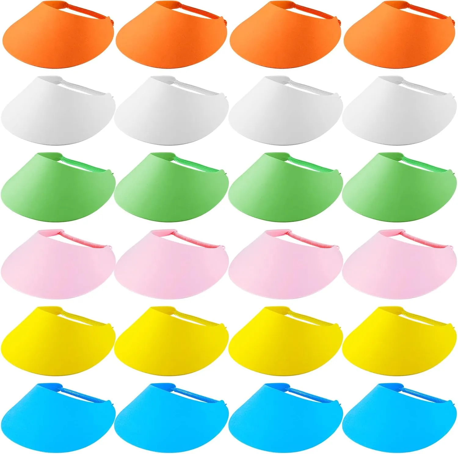 Hercicy 24 Pcs Foam Visor Sun Protection Hat Sun Visor Hat 6 Colors for Golf Tennis Beach Kids' Arts Crafts