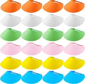 Hercicy 24 Pcs Foam Visor Sun Protection Hat Sun Visor Hat 6 Colors for Golf Tennis Beach Kids' Arts Crafts