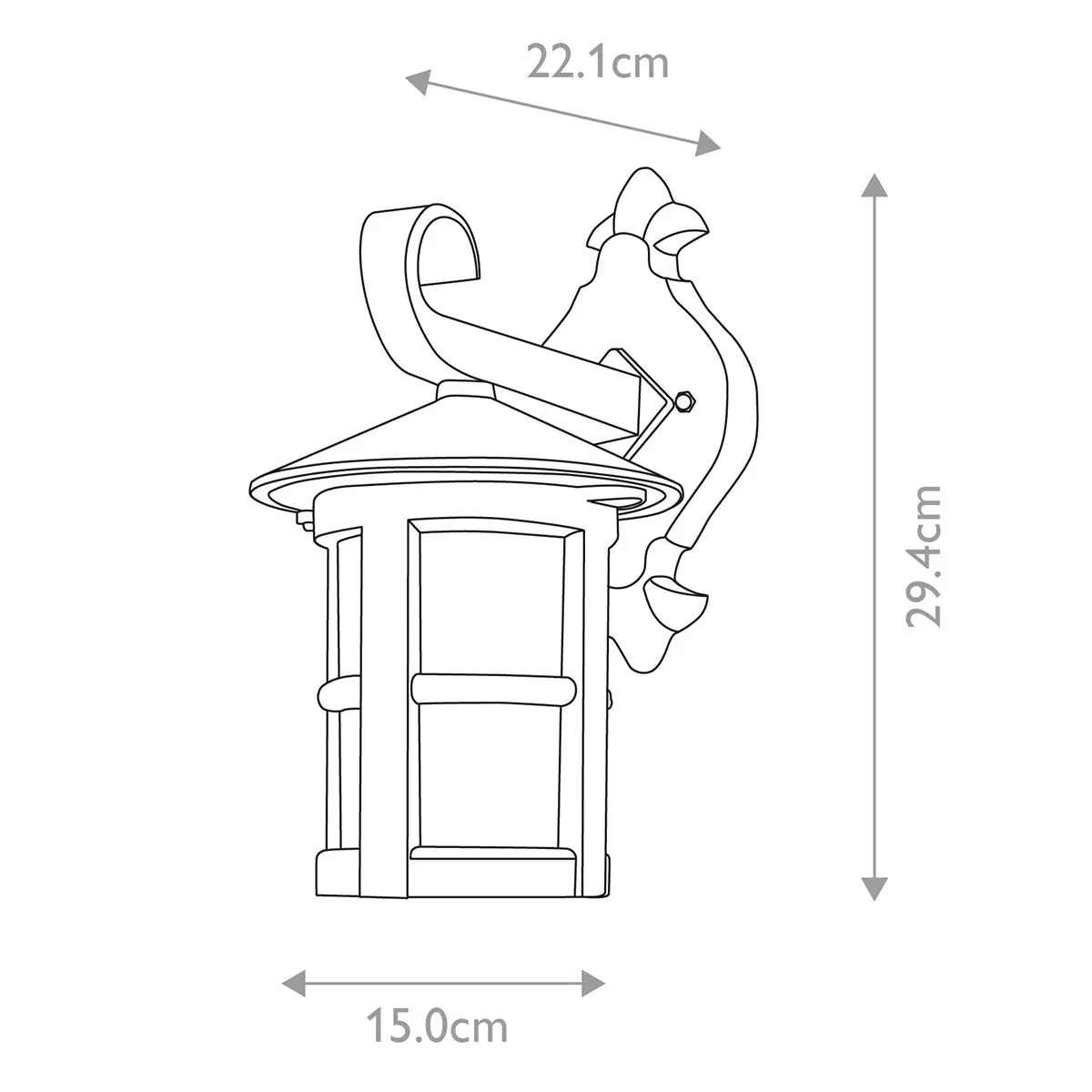 Hereford 1 Light Wall Down Lantern | Black