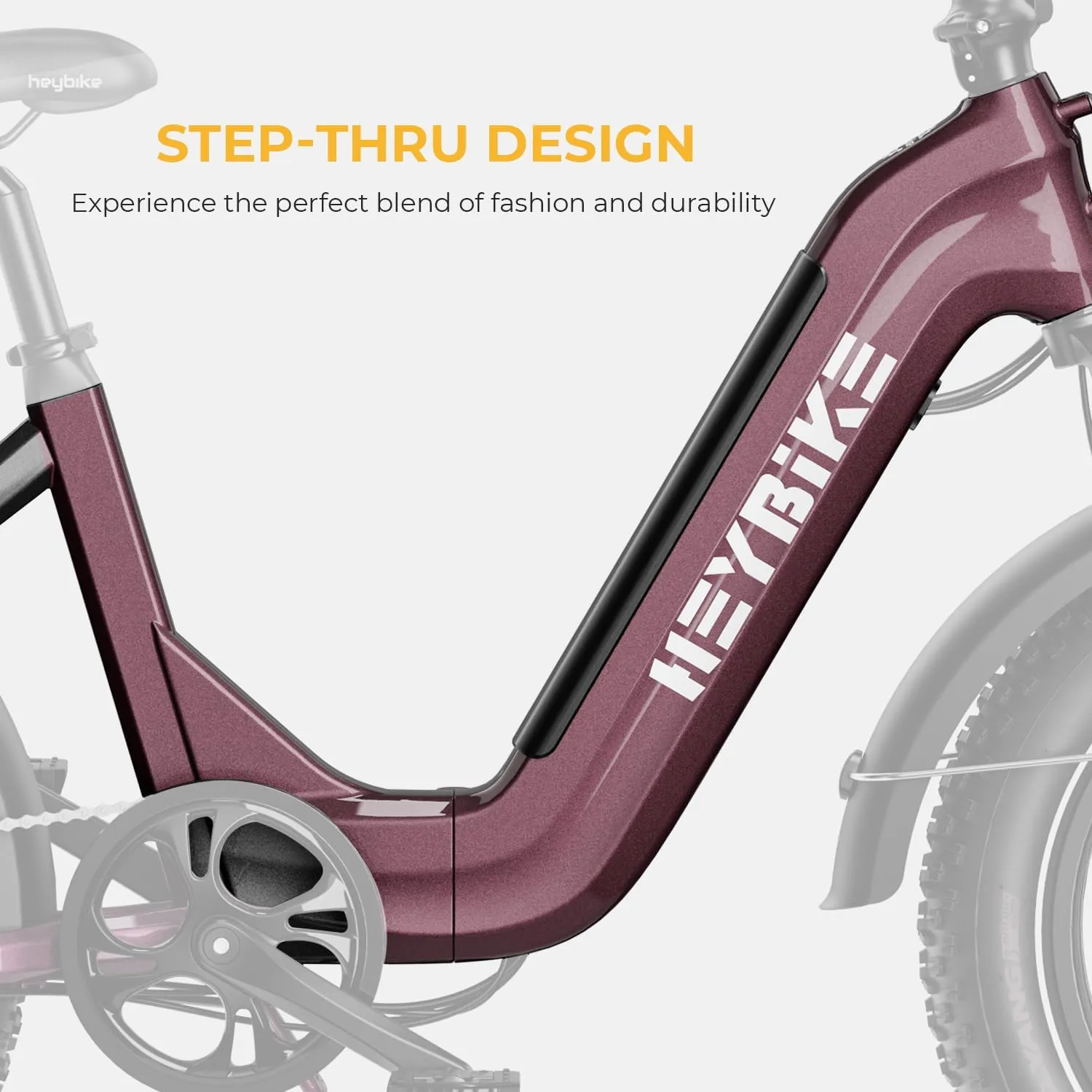 Heybike Ranger S Electric Bike for Adults, Foldable 1400W Peak Motor Ebike, 20" x 4.0" Fat Tire Step-Thru Electric Bicycle, 48V 14.4AH Removable Battery Commuter E Bike, 7-Speed Hydraulic Fork
