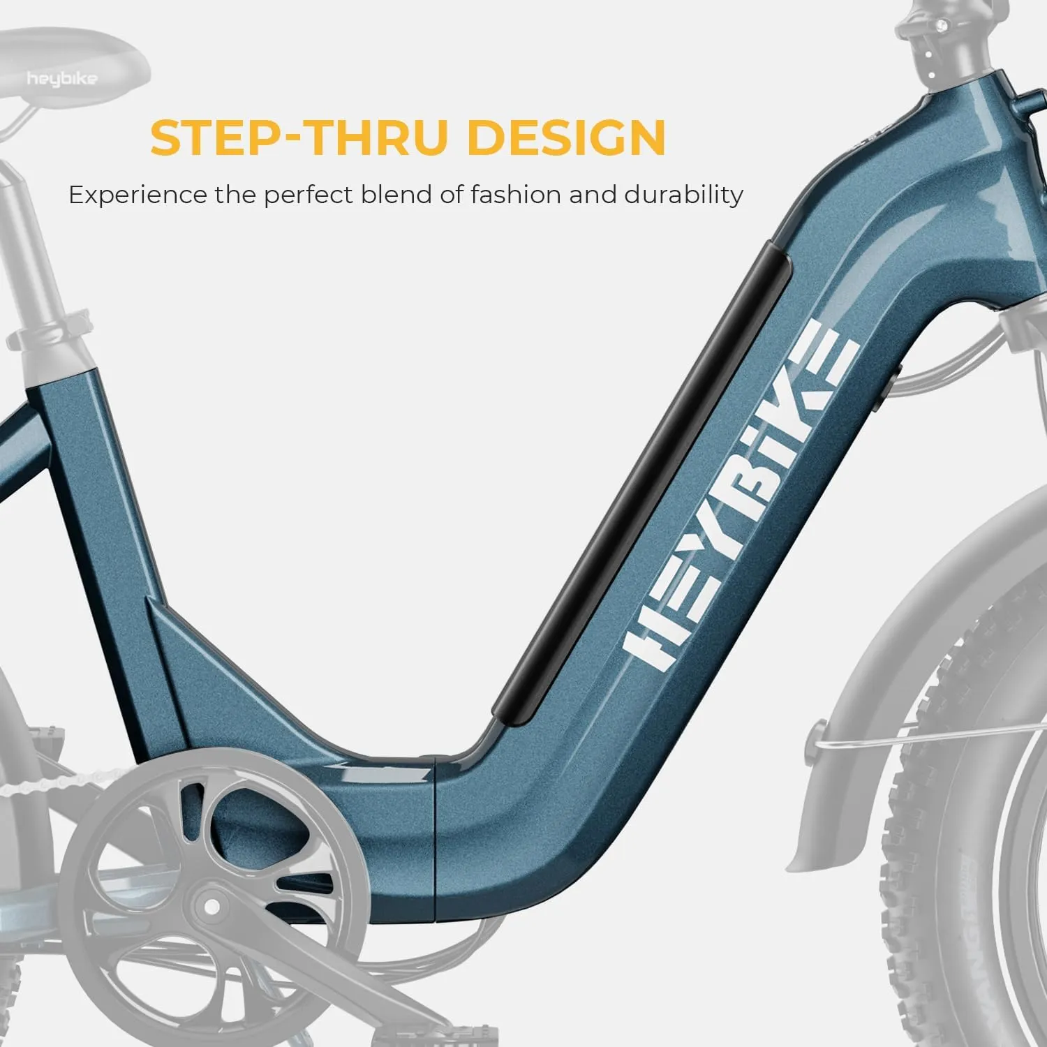 Heybike Ranger S Electric Bike for Adults, Foldable 1400W Peak Motor Ebike, 20" x 4.0" Fat Tire Step-Thru Electric Bicycle, 48V 14.4AH Removable Battery Commuter E Bike, 7-Speed Hydraulic Fork