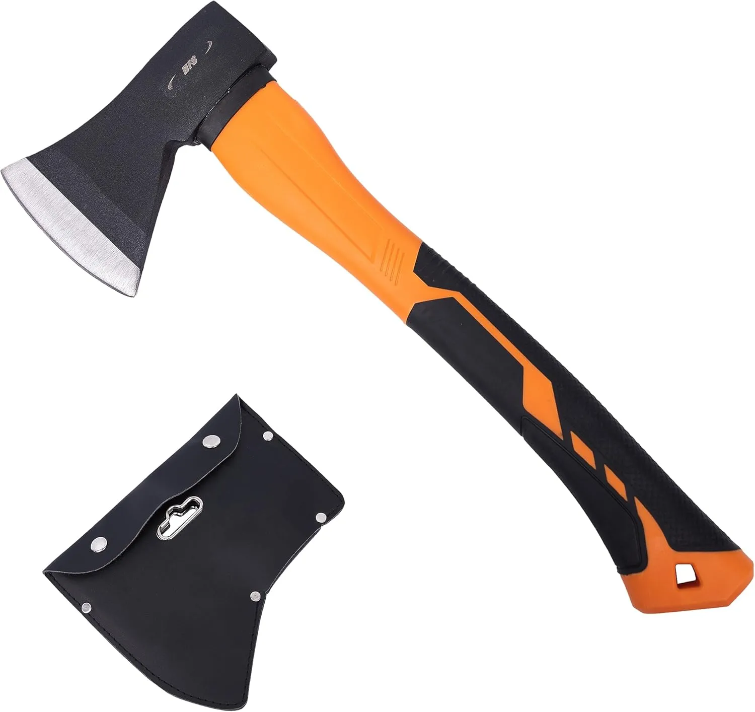 HFS(R) 14.5 Inch Axe Hatchet with Fiberglass Handle 21oz/600g Head Weight Heat-Treated Blade, Anti-Slip Grip, Perfect for Camping, Hiking, Woodworking