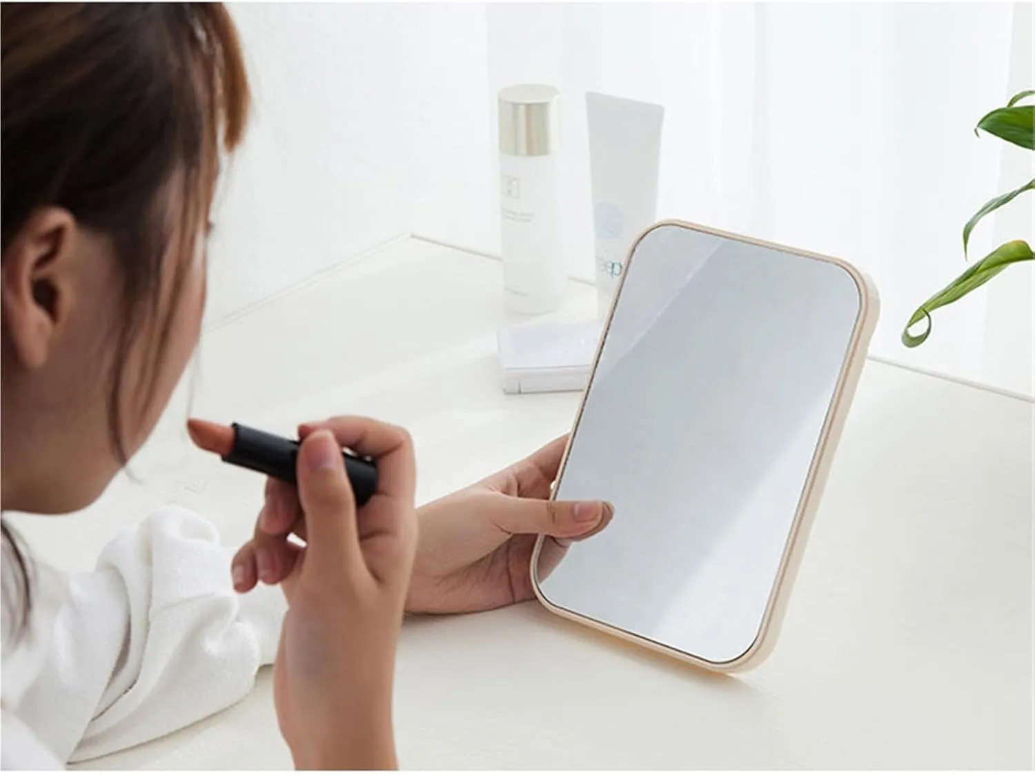 High Definition Folding Makeup Mirror, Portable Desktop Makeup Mirror, Square Dormitory Student Desktop Small Mirror