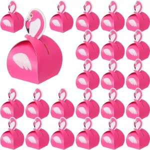 Honoson 24 Pcs Flamingo Gift Boxes Flamingo Decorations Candy Box Hawaiian Party Goodie Boxes for Summer Tropical Hawaiian Luau Beach Birthday Party Favors Decorations Supplies