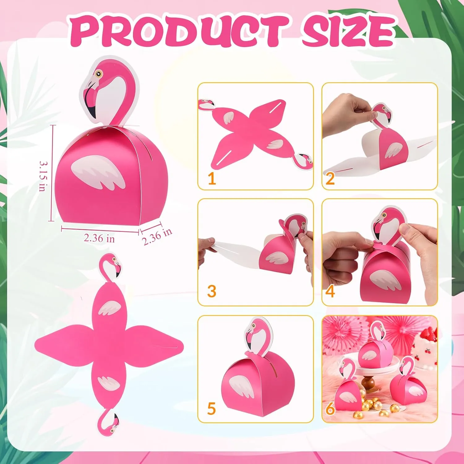 Honoson 24 Pcs Flamingo Gift Boxes Flamingo Decorations Candy Box Hawaiian Party Goodie Boxes for Summer Tropical Hawaiian Luau Beach Birthday Party Favors Decorations Supplies