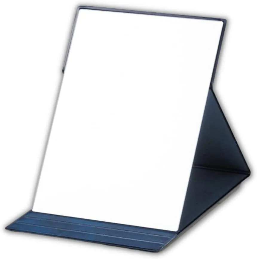 HORIUCHI Folding Travel Mirror, Portable Foldable Mirror, for Travel, Camping, Home (6.8L× 4.9W, M Navy)