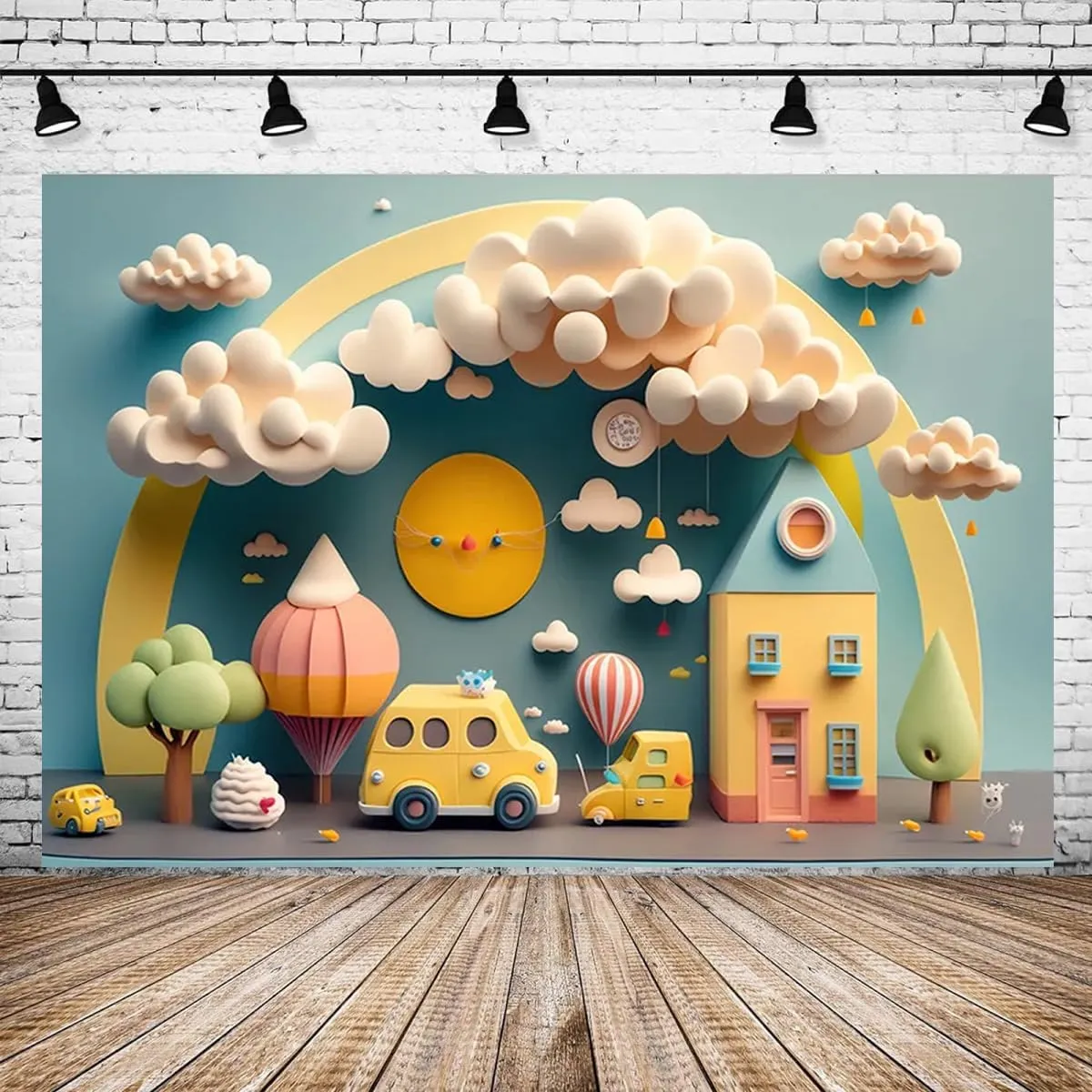 Hot Air Balloon Clouds Photo Background Children Baby Shower Party Decoration Girl Boy 1st Birthday Party Backdrop Travel Adventure Birthday Party Background (7X5FT)
