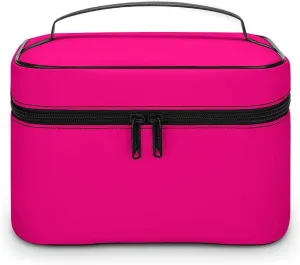 Hot Pink Color Bright Trend Cosmetic Bag, Travel Portable Makeup Bag for Purse Pouch Beauty Zipper Organizer Toiletry Bag for Women