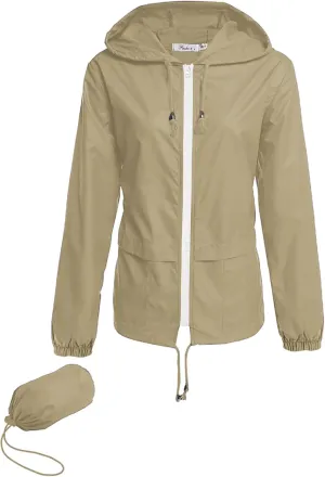 Hount Women's Lightweight Hooded Raincoat Waterproof Packable Active Outdoor Rain Jacket (S-3XL)