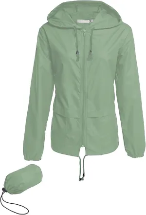 Hount Women's Lightweight Hooded Raincoat Waterproof Packable Active Outdoor Rain Jacket (S-3XL)