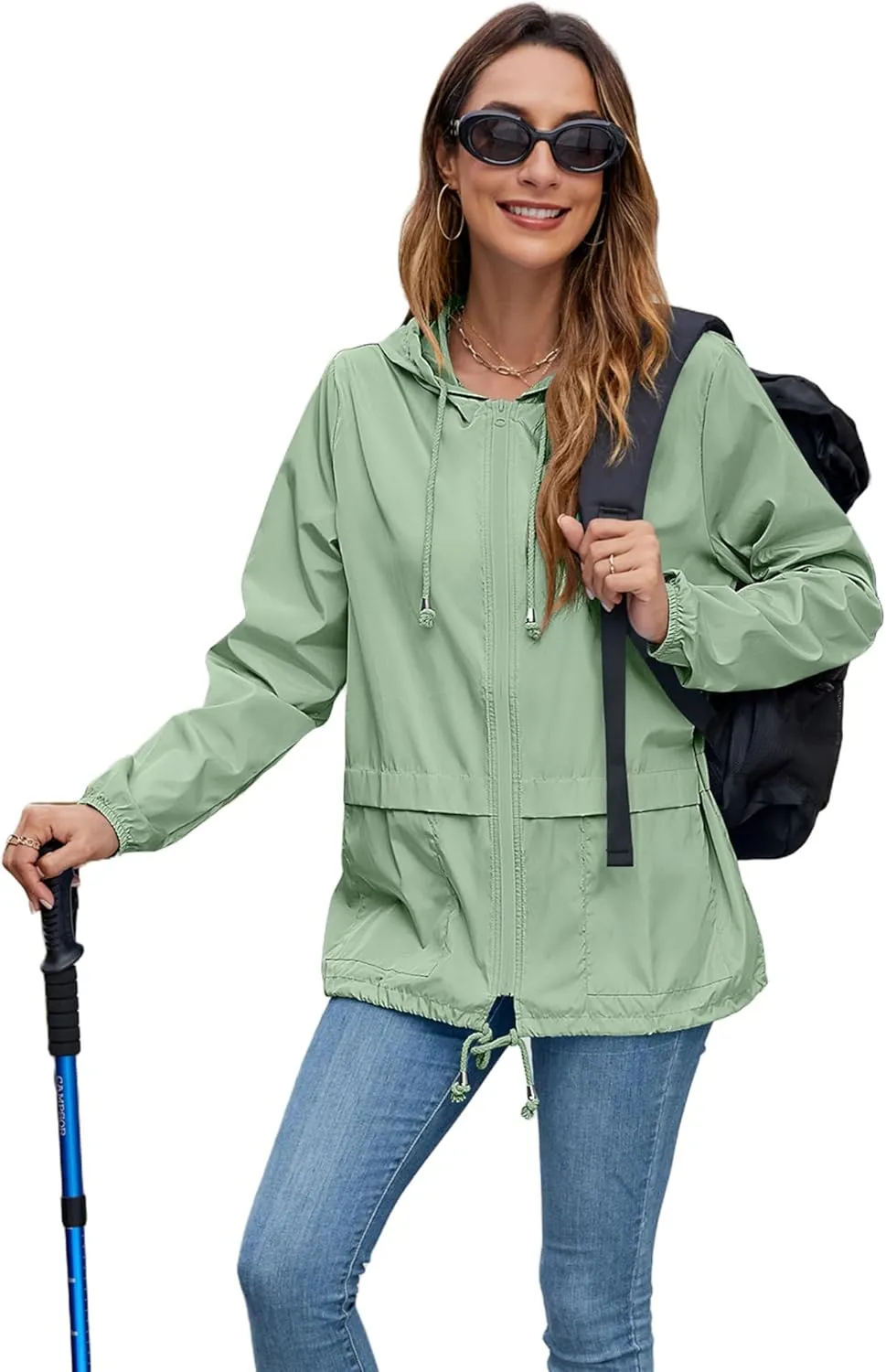 Hount Women's Lightweight Hooded Raincoat Waterproof Packable Active Outdoor Rain Jacket (S-3XL)