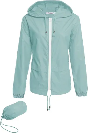 Hount Women's Lightweight Hooded Raincoat Waterproof Packable Active Outdoor Rain Jacket (S-3XL)