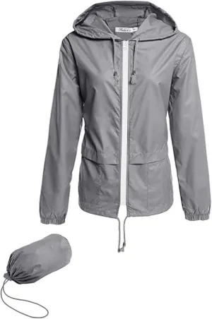 Hount Women's Lightweight Hooded Raincoat Waterproof Packable Active Outdoor Rain Jacket (S-3XL)