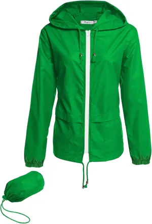 Hount Women's Lightweight Hooded Raincoat Waterproof Packable Active Outdoor Rain Jacket (S-3XL)
