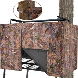 Hunting Tree Stand Blind Cover - 110'' X 40'' Big 2-3 Person Treestand Camo Blind Cover, Universal Camouflage Ground Blind with Quiet Zipper, Outdoor Hunting Gear Accessories for Deer Turkey