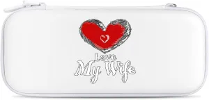 I Love My Wife with Heart Hard Shell Travel Case with Rope 15 Game Card Pockets Compatible with Switch Protective