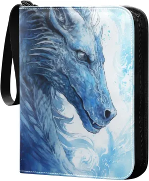 Ice Dragon Painting Card Binder, 400 Pockets Card Holder with 50 Sleeves, Sturdy Card Holder Folders for Game Cards & Sports Cards
