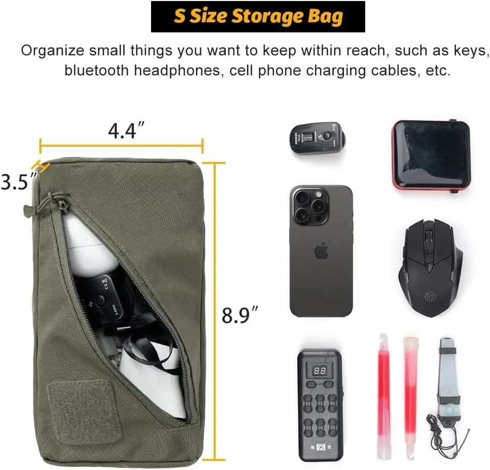 IDOGEAR Tactical Packing Cubes 3 Pieces Set Durable Lightweight Organizers with Zipper, Tool Utility Storage Bag for Travel Outdoor Activities