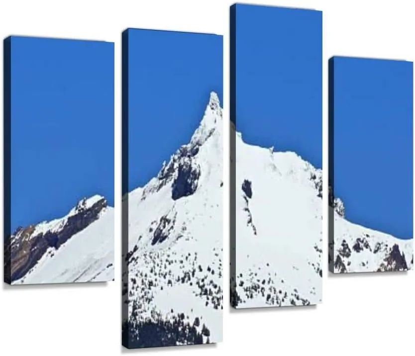 IGOONE 4 Panels Canvas paintings - Mt Thielsen Blue Ice - Wall Art modern Posters Framed Ready to Hang for Home Wall Decor