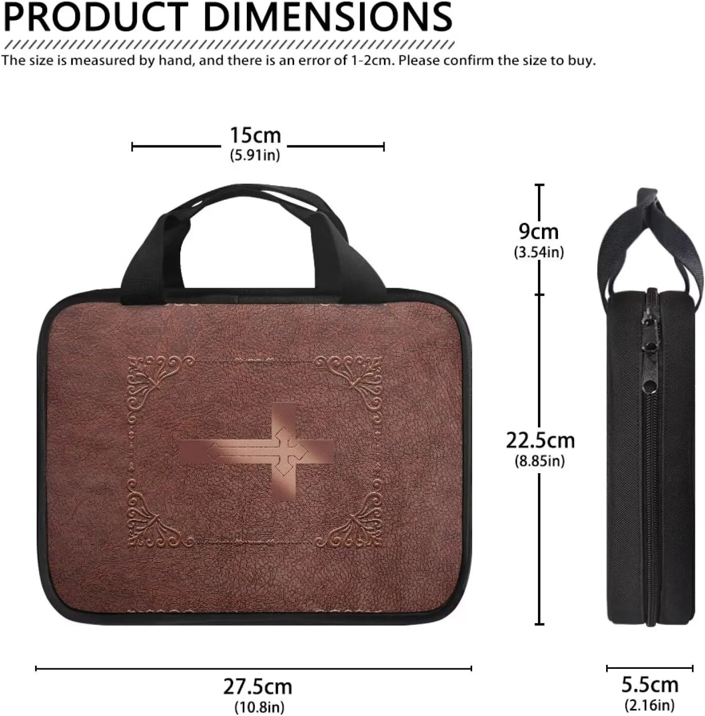 Imitation Leather Print Bible Case Bible Cover for Women Canvas Bible Carrying Case Built-in Pocket Handle Church Bag