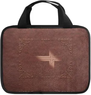 Imitation Leather Print Bible Case Bible Cover for Women Canvas Bible Carrying Case Built-in Pocket Handle Church Bag