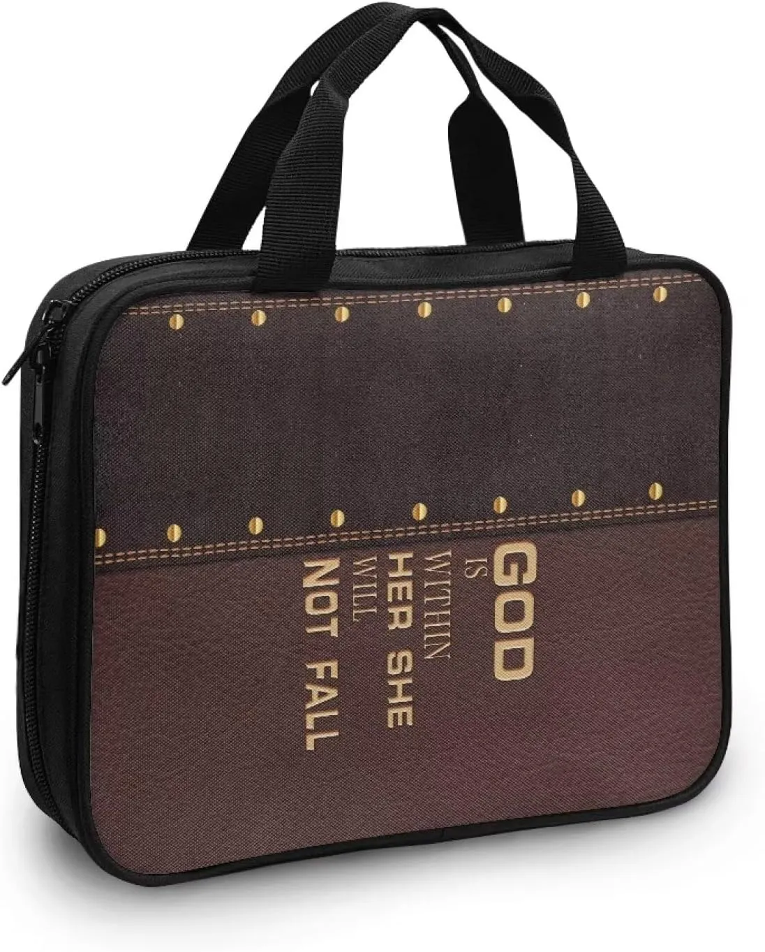 Imitation Leather Print Bible Case Bible Cover for Women Canvas Bible Carrying Case Built-in Pocket Handle Church Bag