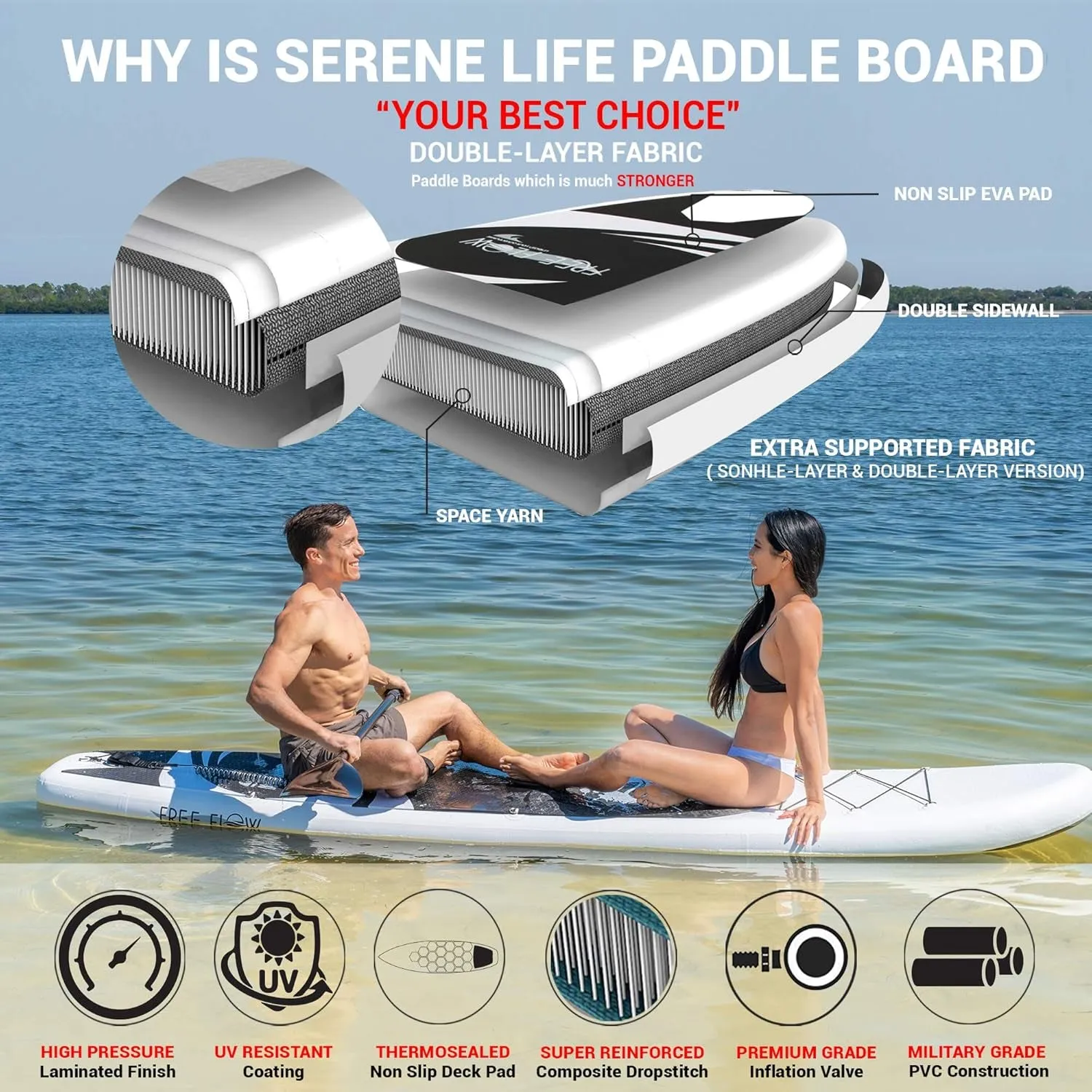 Inflatable Paddle Board with Premium Accessories & Easy Transport