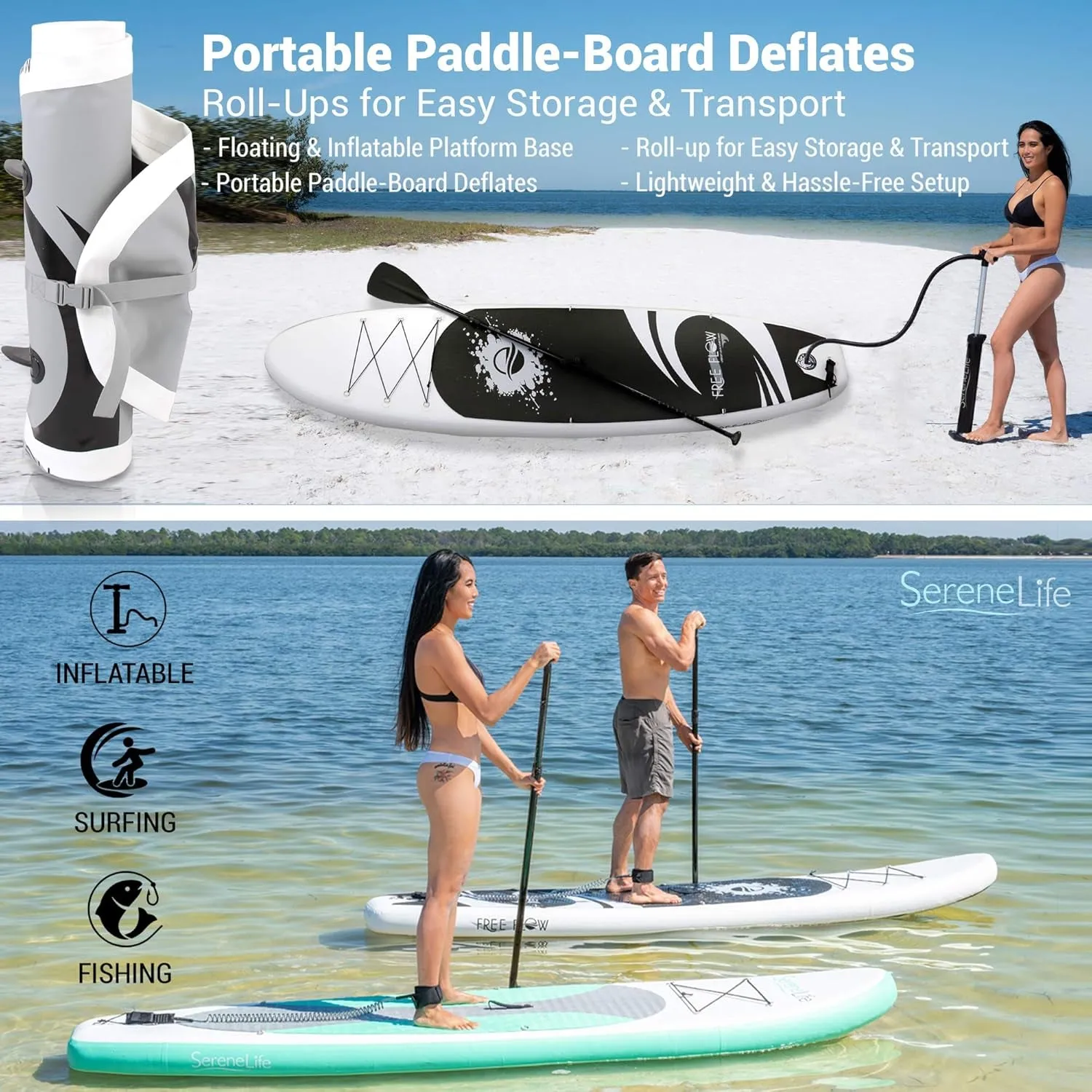 Inflatable Paddle Board with Premium Accessories & Easy Transport
