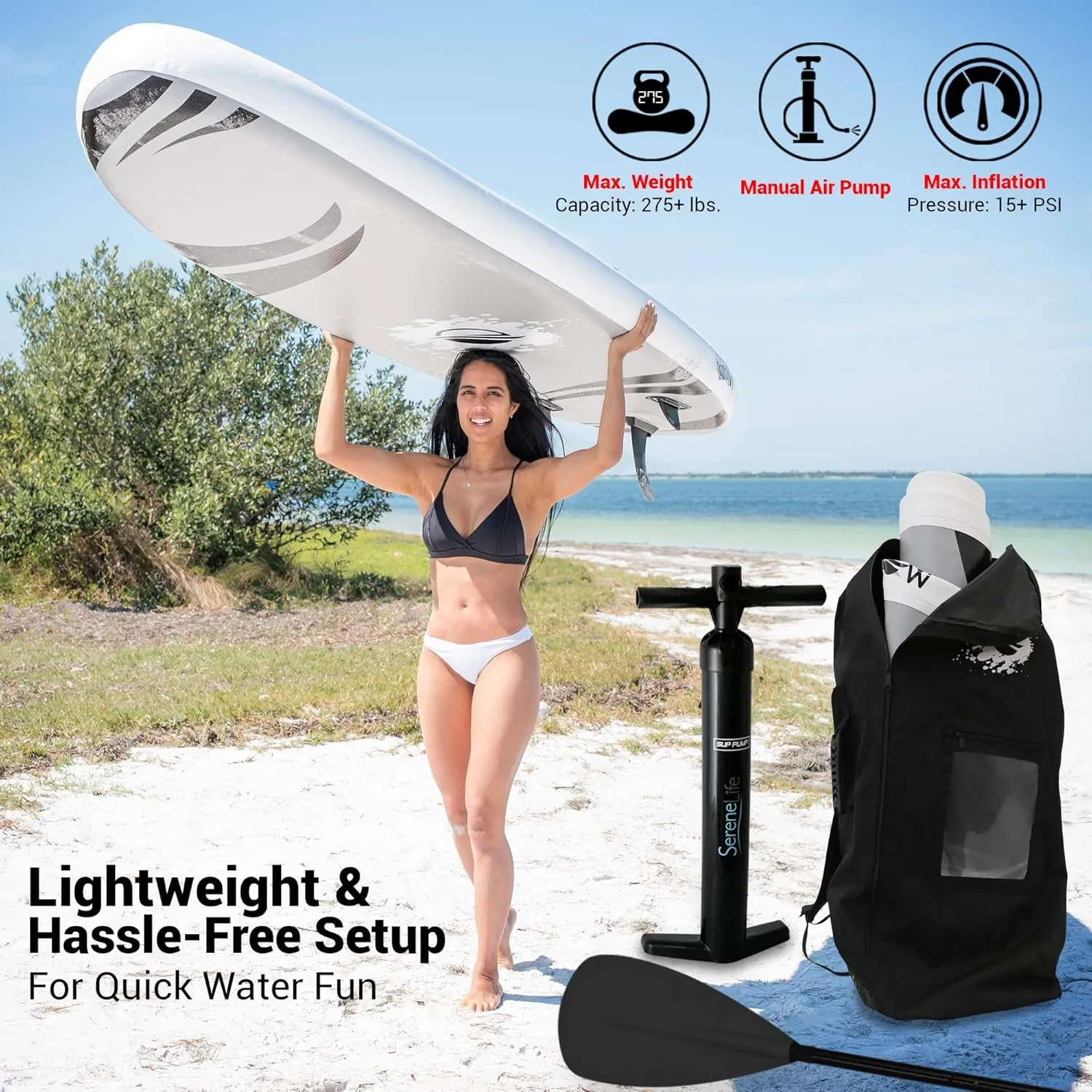 Inflatable Paddle Board with Premium Accessories & Easy Transport