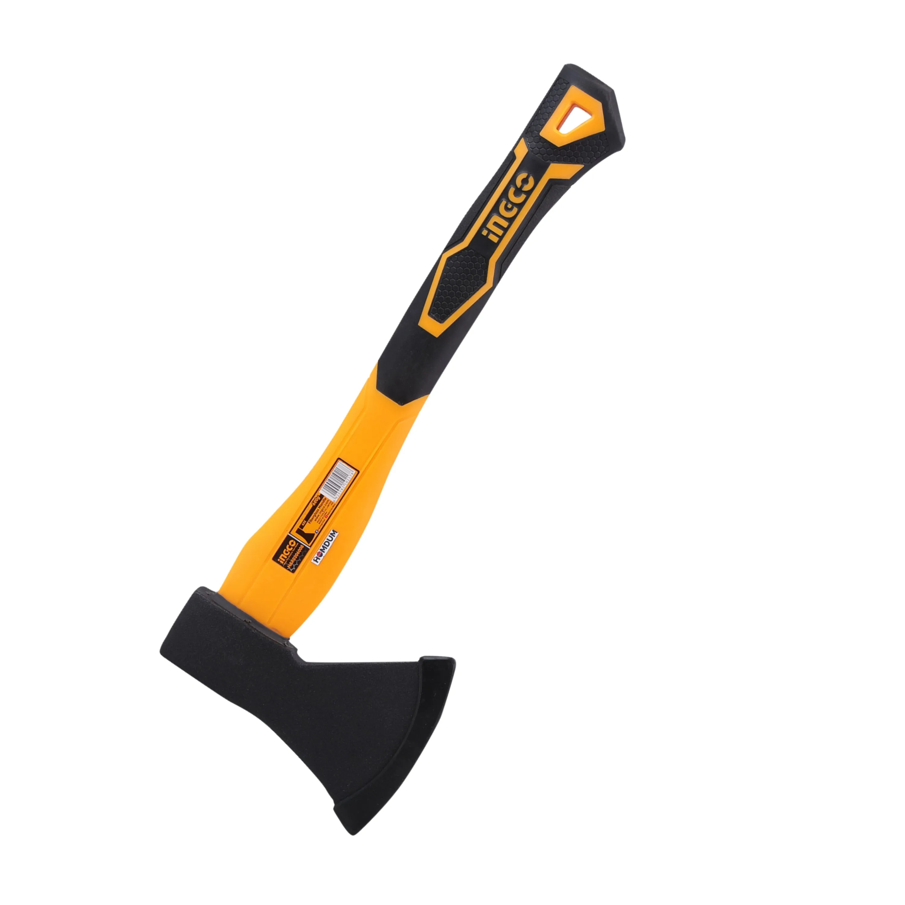 Ingco Camping Axe 1000g HAX02010008  Heavy Duty Forged Steel Head with 380 mm Fiberglass Rubberized Grip Handle for Perfect Strike Hatchet Hand Axe for Gardening Wood Cutting & Splitting.