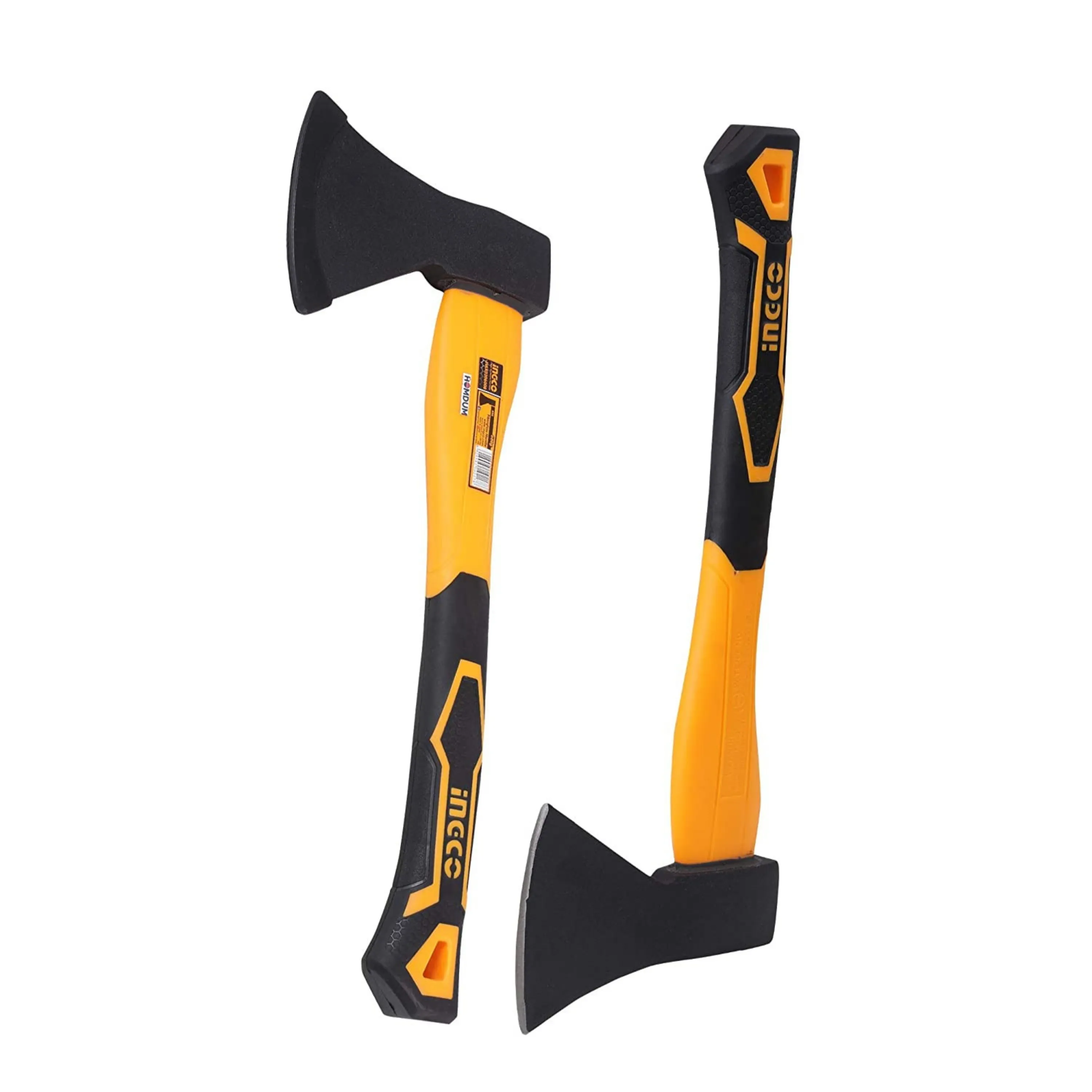 Ingco Camping Axe 1000g HAX02010008  Heavy Duty Forged Steel Head with 380 mm Fiberglass Rubberized Grip Handle for Perfect Strike Hatchet Hand Axe for Gardening Wood Cutting & Splitting.