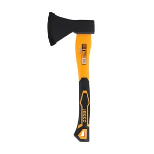 Ingco Camping Axe 600g HAX0206008 Heavy Duty Forged Steel Head with 380 mm Fiberglass Rubberized Grip Handle for Perfect Strike Hatchet Hand Axe for Gardening Wood Cutting & Splitting.