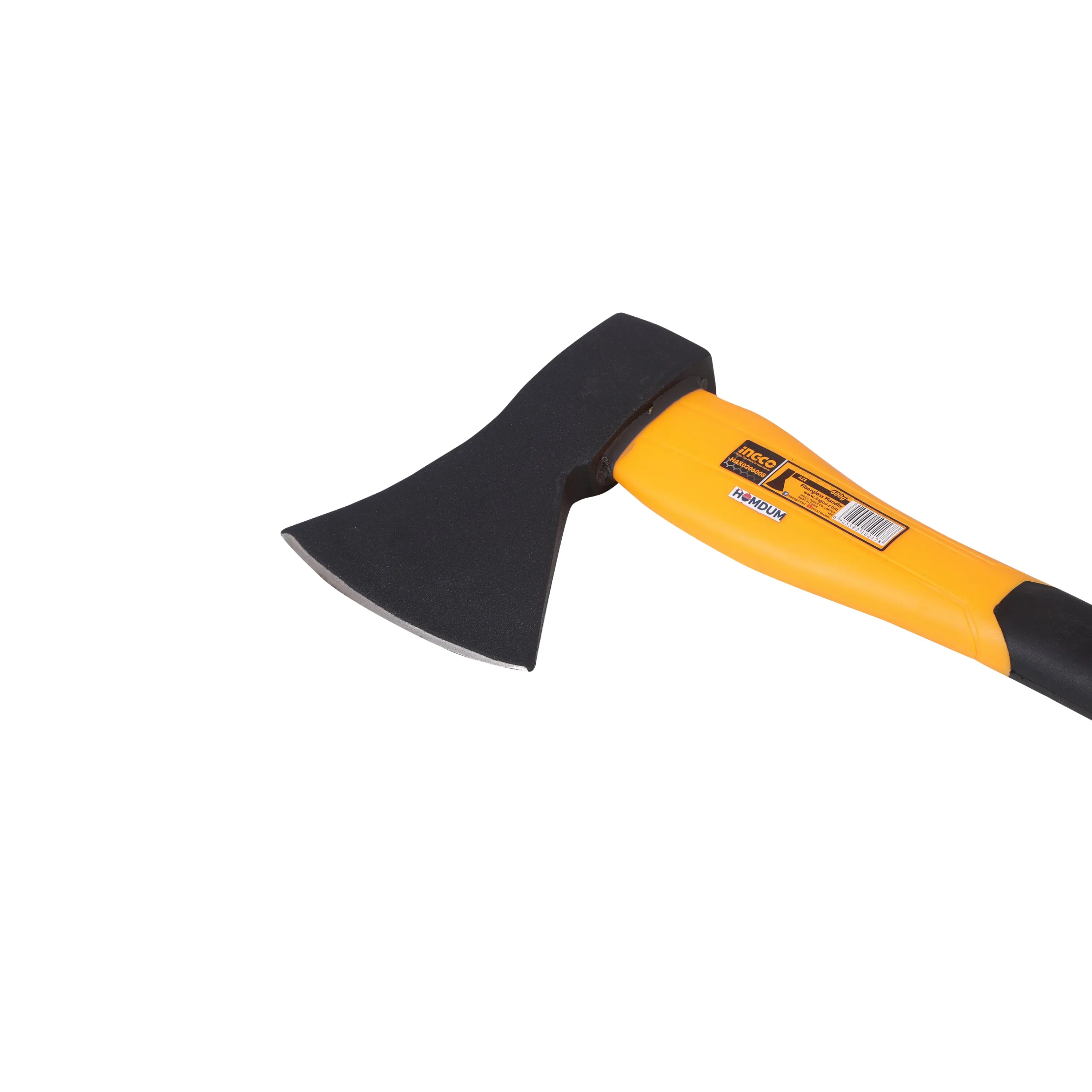 Ingco Camping Axe 600g HAX0206008 Heavy Duty Forged Steel Head with 380 mm Fiberglass Rubberized Grip Handle for Perfect Strike Hatchet Hand Axe for Gardening Wood Cutting & Splitting.
