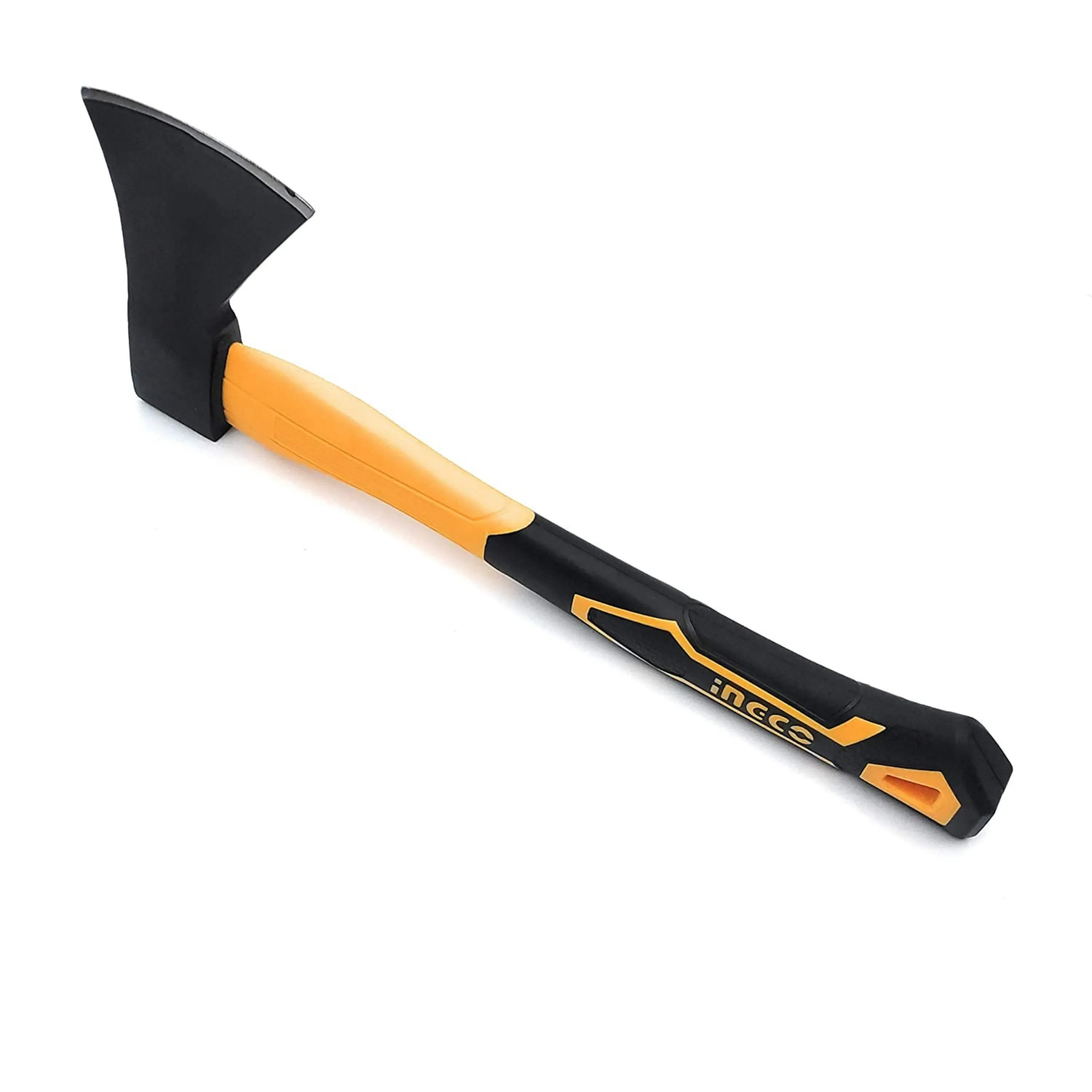Ingco Camping Axe 800g HAX0208008 Heavy Duty Forged Steel Head with 380 mm Fiberglass Rubberized Grip Handle for Perfect Strike Hatchet Hand Axe for Gardening Wood Cutting & Splitting.