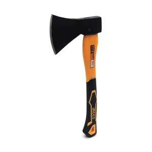 Ingco Camping Axe 800g HAX0208008 Heavy Duty Forged Steel Head with 380 mm Fiberglass Rubberized Grip Handle for Perfect Strike Hatchet Hand Axe for Gardening Wood Cutting & Splitting.