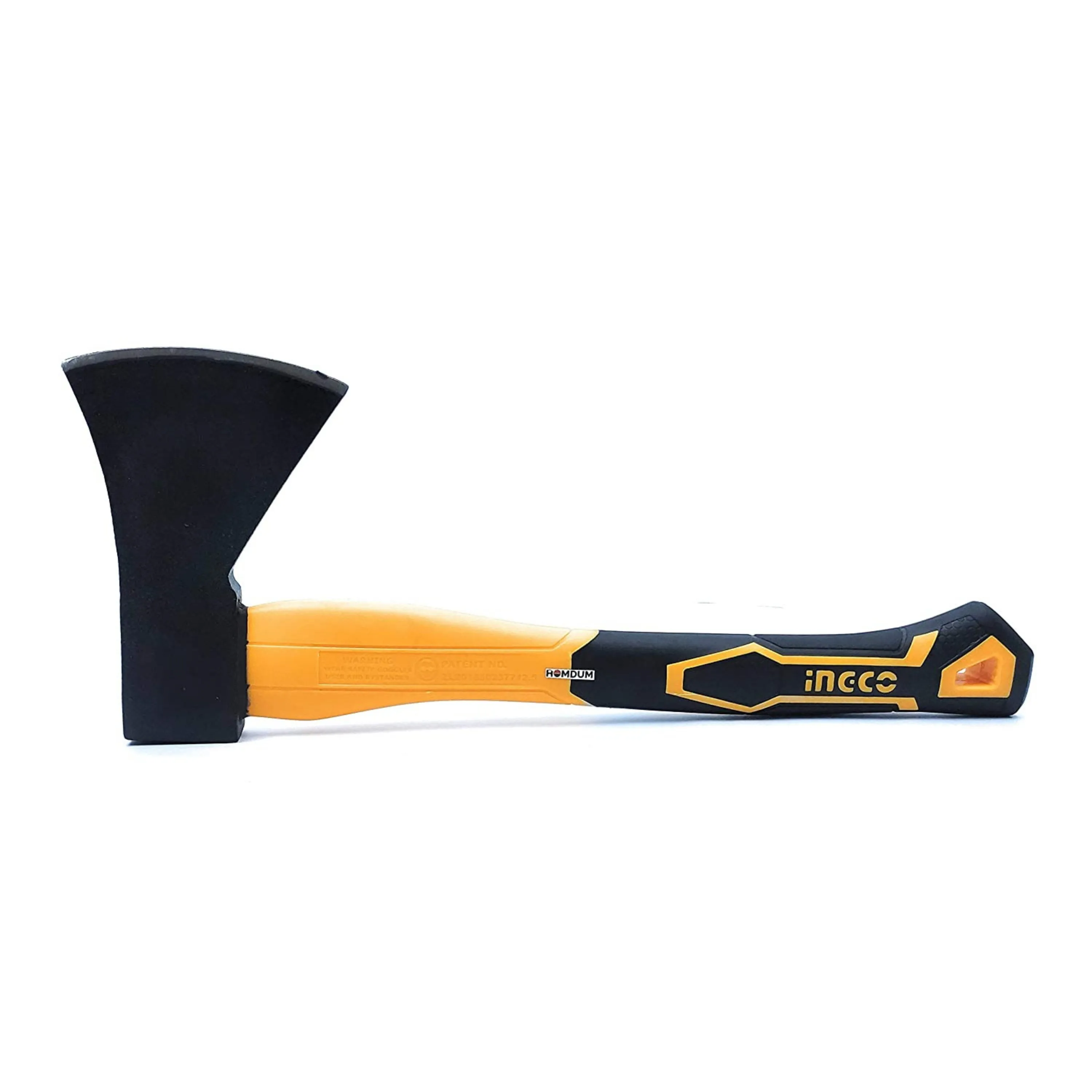 Ingco Camping Axe 800g HAX0208008 Heavy Duty Forged Steel Head with 380 mm Fiberglass Rubberized Grip Handle for Perfect Strike Hatchet Hand Axe for Gardening Wood Cutting & Splitting.