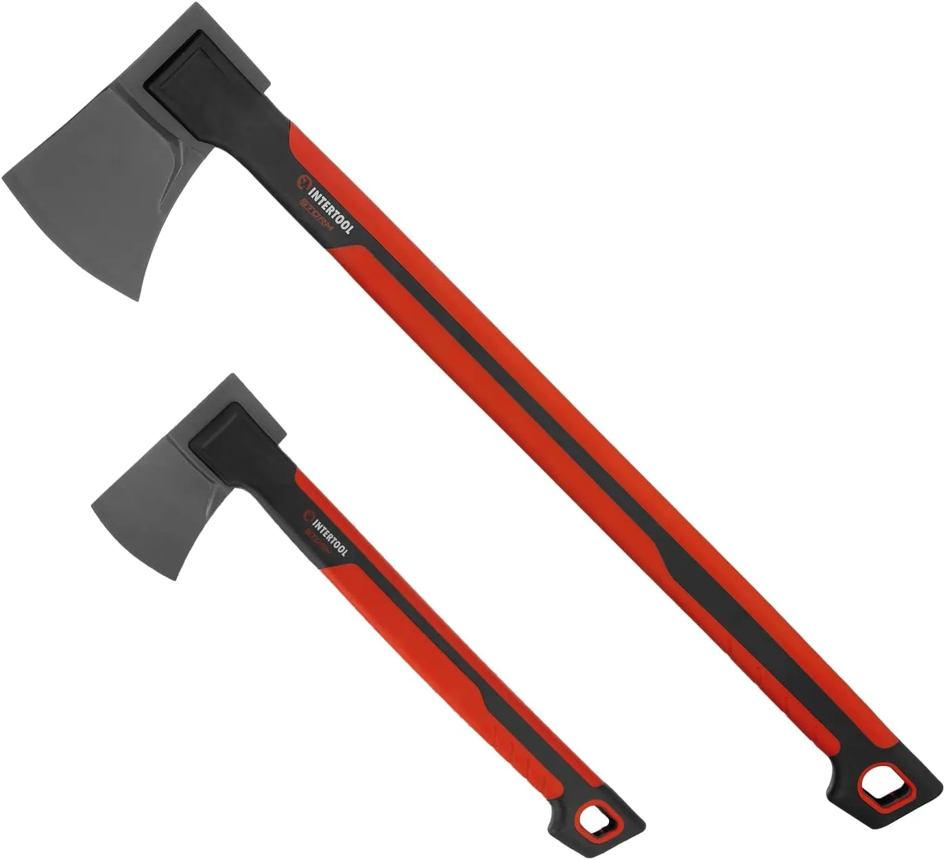 INTERTOOL Splitting Maul and Hatchet Set, 5 lbs Heavy Duty Maul with 28-inch Handle, 2 lbs Small Axe with 18-inch Handle, Shock Absorbing, Anti-Slip HT08-0298-0292