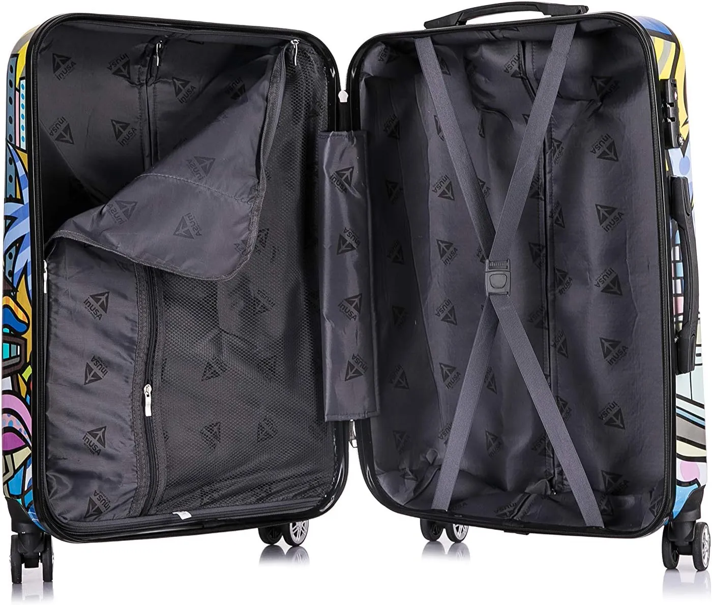 InUSA Miami Print Luggage with Spinner Wheels | Durable Lightweight Hardside Suitcase | Travel Bag with Handle and Trolley | 24-Inch Medium Checked luggage