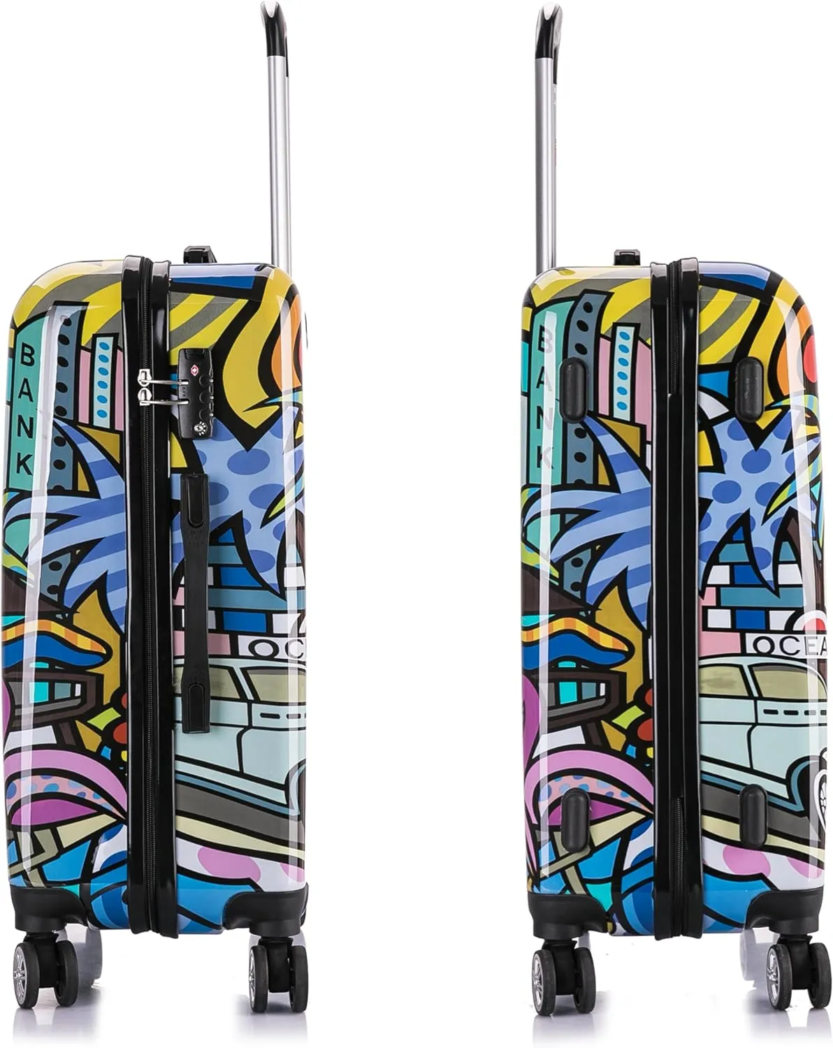 InUSA Miami Print Luggage with Spinner Wheels | Durable Lightweight Hardside Suitcase | Travel Bag with Handle and Trolley | 24-Inch Medium Checked luggage
