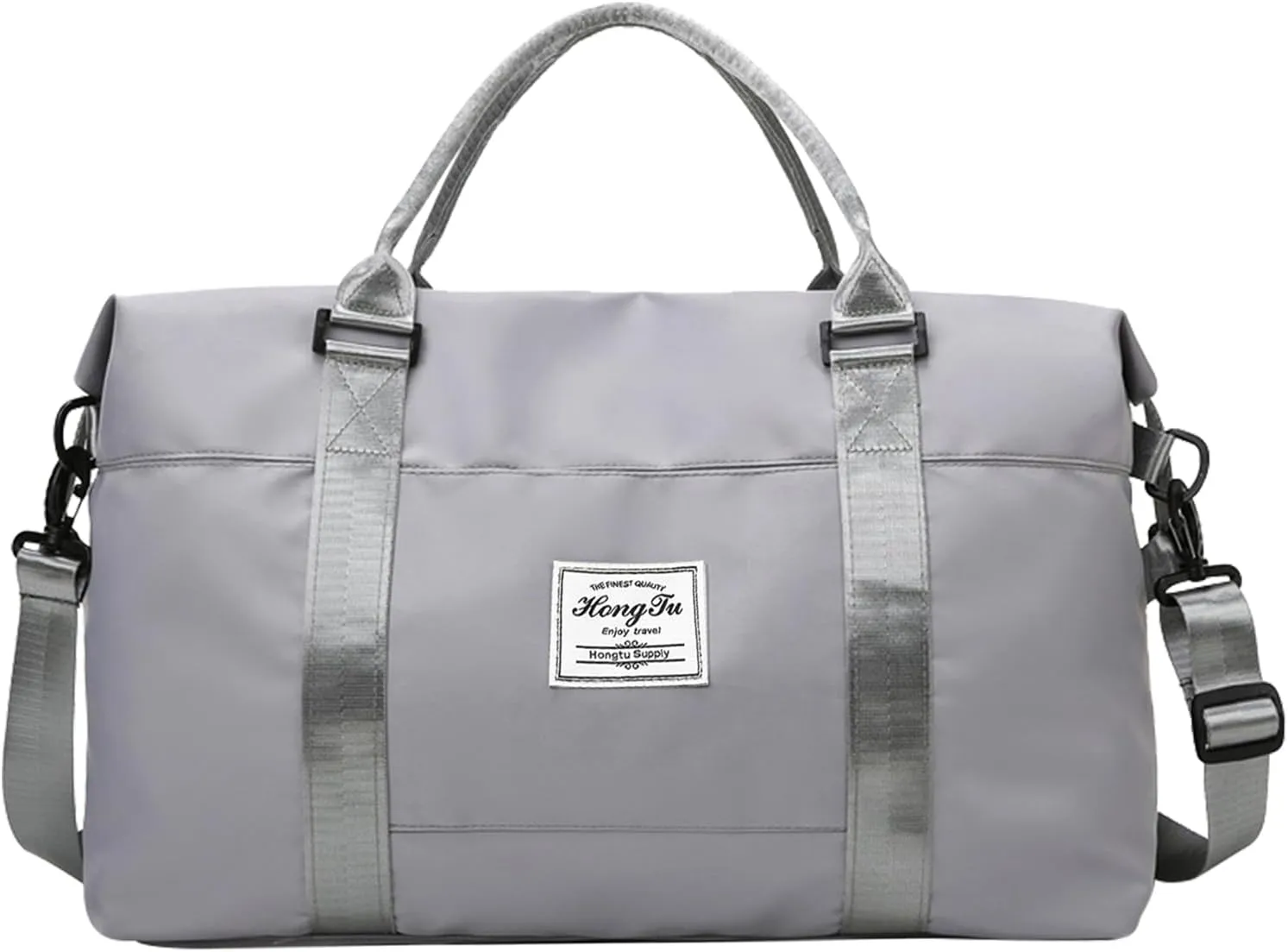 INVODA Travel Duffel Bag Sports Tote Gym Bag Shoulder Weekender Overnight Bag Carry on Travel Bag for Women (grey)
