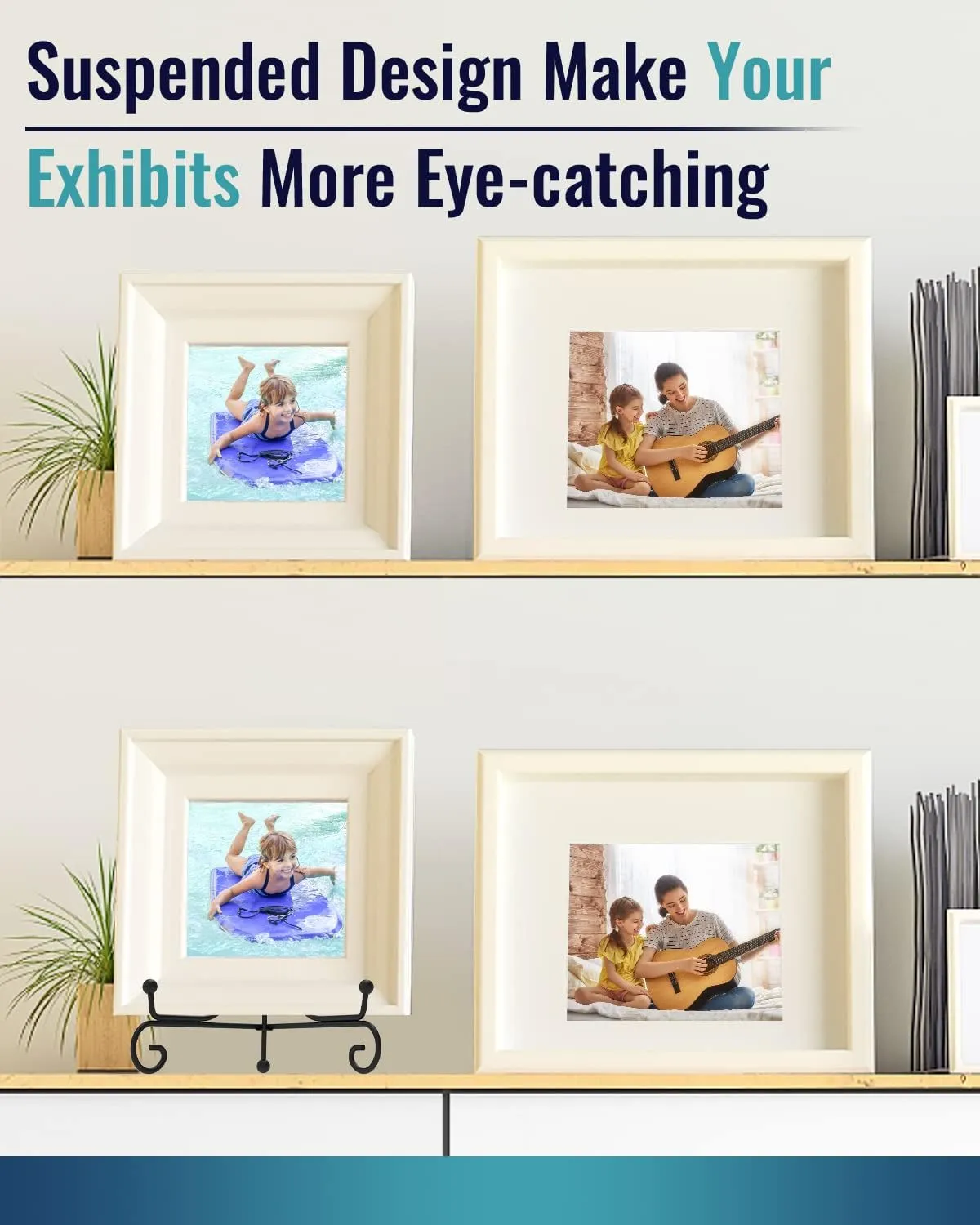 Iron Display Stand 10 Packs, 8 Inches Plate Stand Picture Stand Photo Stand for Display, Black Foldable Easel Stand Holder for Photo Frame, Artwork, Collection, Decorative Plate, Book, Office