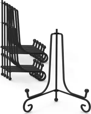 Iron Display Stand 10 Packs, 8 Inches Plate Stand Picture Stand Photo Stand for Display, Black Foldable Easel Stand Holder for Photo Frame, Artwork, Collection, Decorative Plate, Book, Office