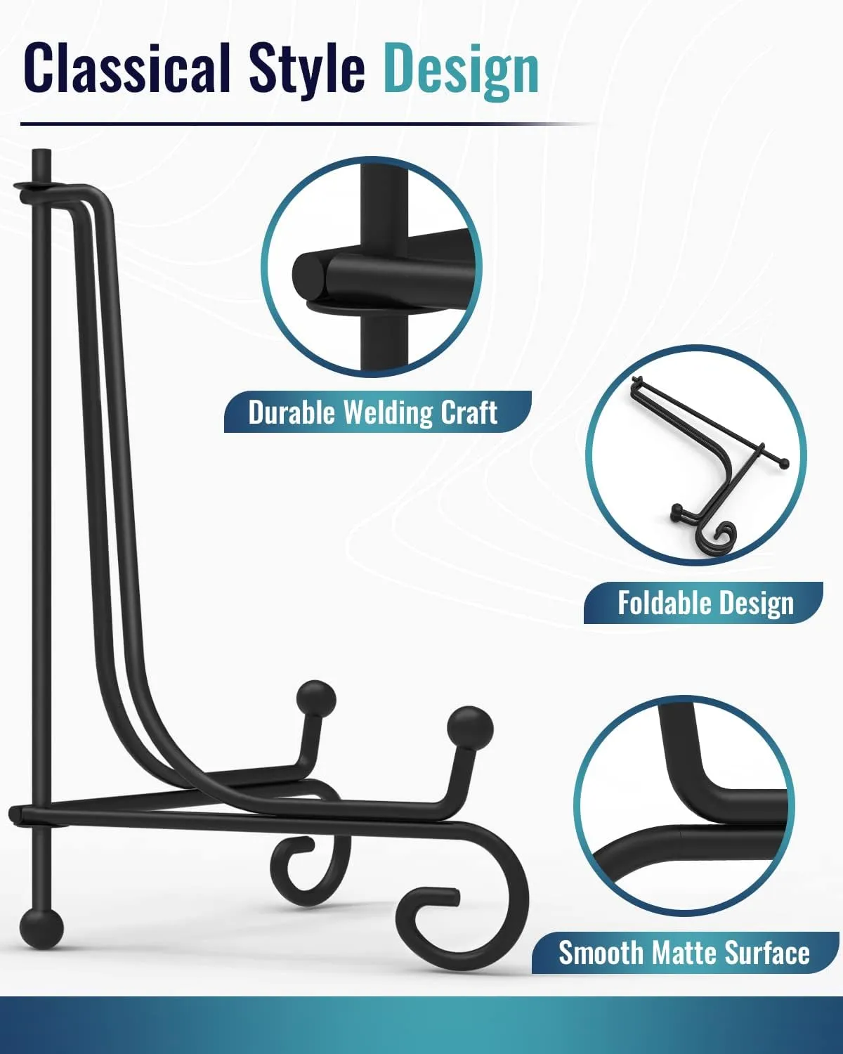 Iron Display Stand 10 Packs, 8 Inches Plate Stand Picture Stand Photo Stand for Display, Black Foldable Easel Stand Holder for Photo Frame, Artwork, Collection, Decorative Plate, Book, Office