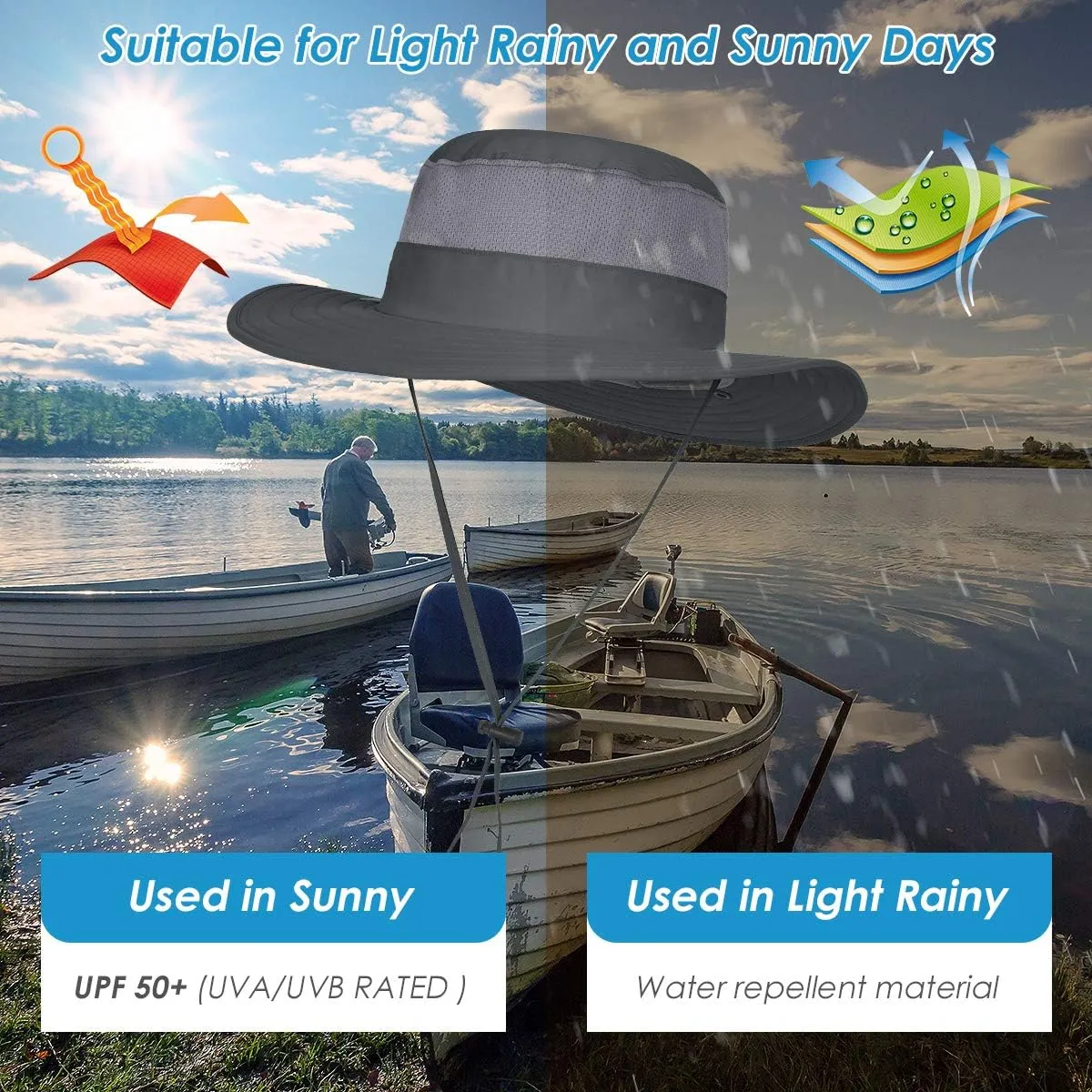 IYEBRAO Mens Outdoor Sun Hat with Face Neck Flap UV Protection Wide Brim Fishing Hat for Hiking Safari Gardening UPF 50 