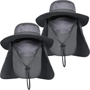 IYEBRAO Mens Outdoor Sun Hat with Face Neck Flap UV Protection Wide Brim Fishing Hat for Hiking Safari Gardening UPF 50 