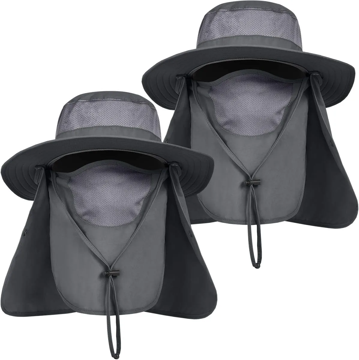 IYEBRAO Mens Outdoor Sun Hat with Face Neck Flap UV Protection Wide Brim Fishing Hat for Hiking Safari Gardening UPF 50 