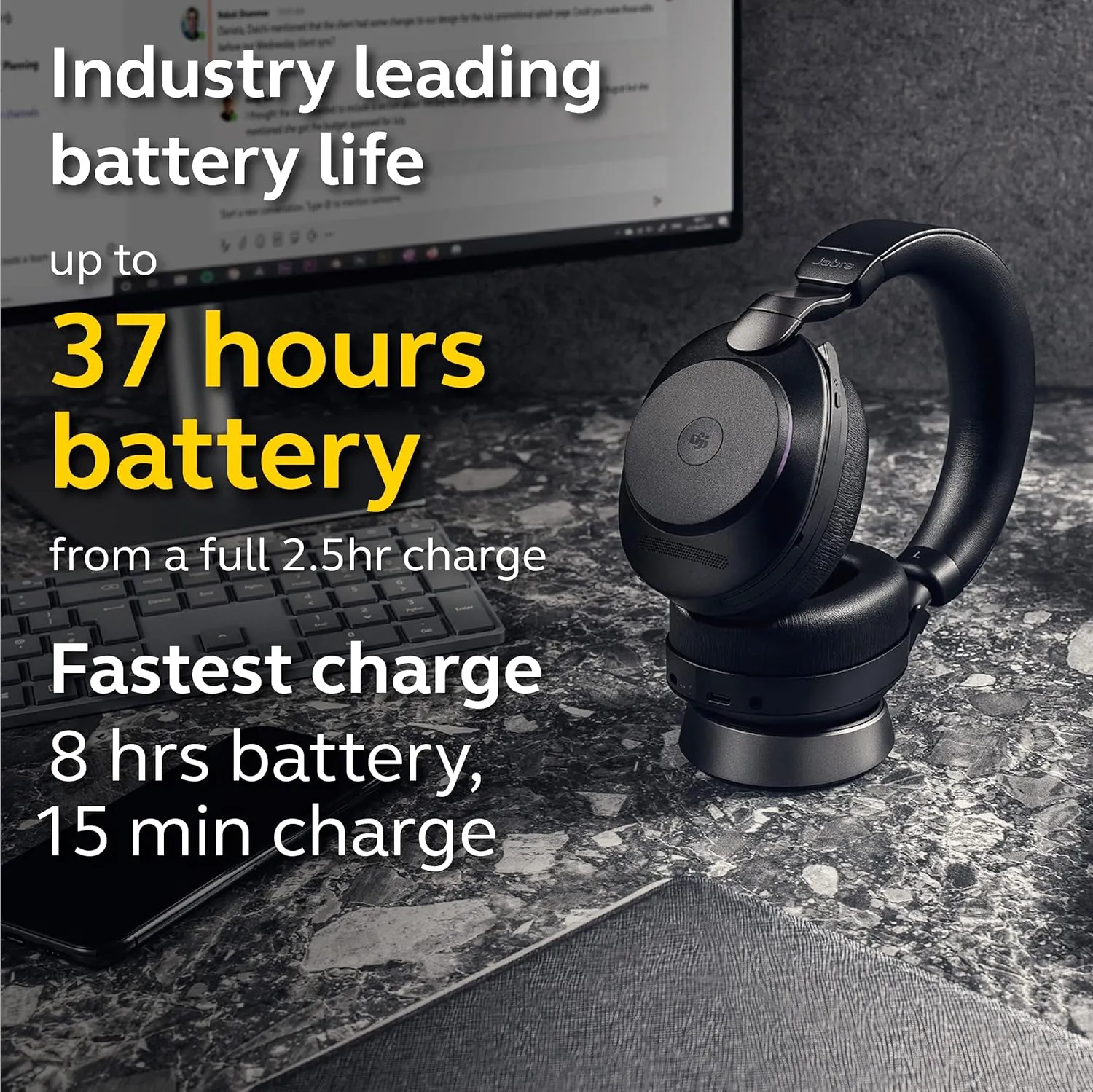 Jabra EVOLVE2 85, LINK380C UC Stereo Stand Black