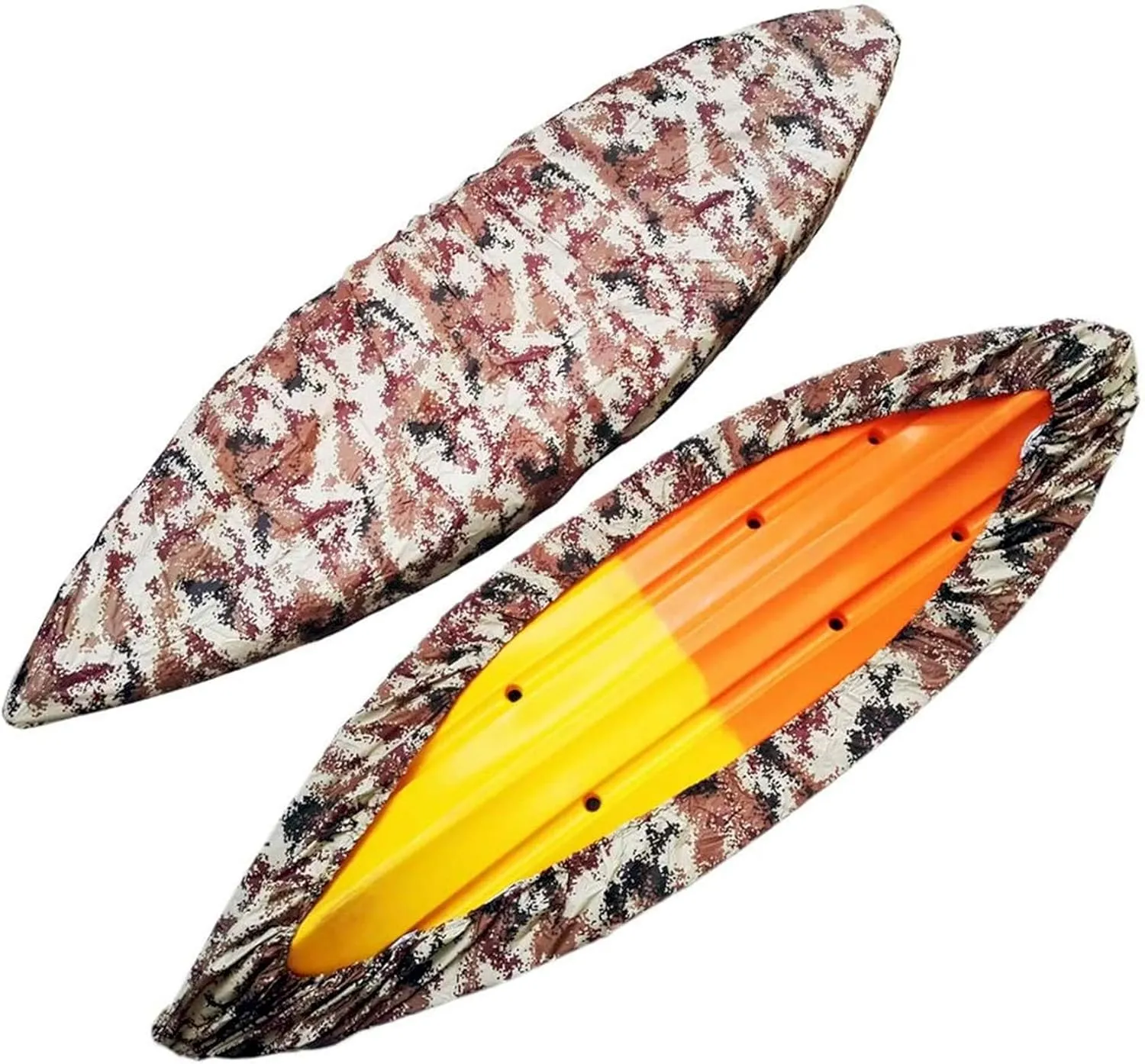 J&C Kayak Covers for Outdoor Storage Waterproof Canoe Cover Dust Proof Fits for 10ft 12ft 13ft 14ft 15 16 17 18 19 ft 200D Polyester Anti Sunlight (18.4-19.7ft /5.6-6m, Desert Camouflage)