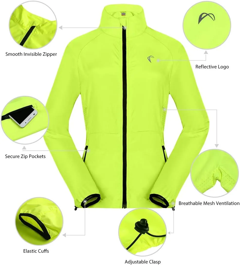 J.CARP Women's Packable Windbreaker Jacket, Super Lightweight and Visible, Outdoor Active Cycling Running Skin Coat